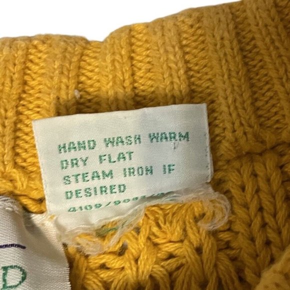 Vintage Sweater Womens Littlewood & Green Size medium Mustard Yellow Cable Knit - Picture 6 of 7